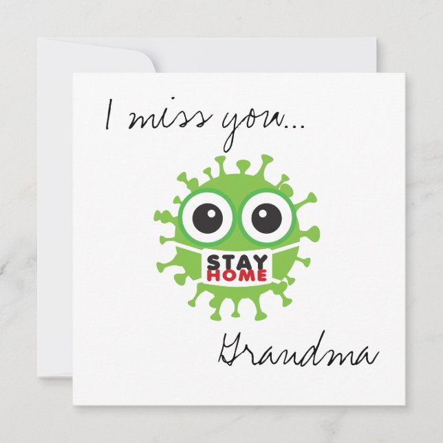 Carte Mamie Reste à la maison Reste en sécurité (Devant)