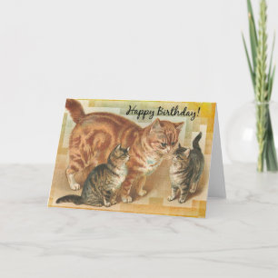 Carte Mamma Chat Vintage et Chatons, Anniversaire