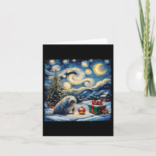 Carte Manatee Van Gogh Style Starry Night Christmas Wint