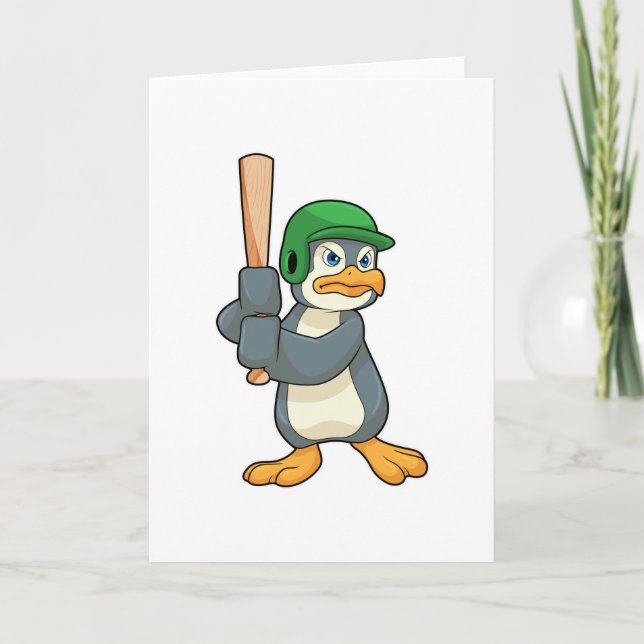 Carte Manchette de pingouin au baseball avec une batte d (Devant)