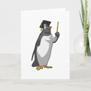 Carte Manchot en professeur avec pointeur