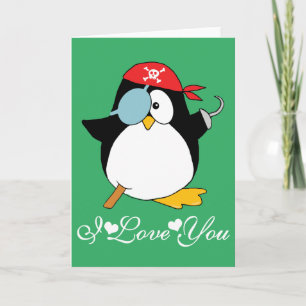 Carte Manchot Pirate Graphique Je T'Aime