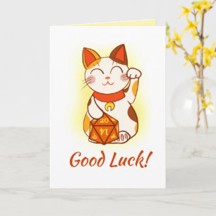 Carte Maneki Neko Avec D20 Dice RPG Bon Chance