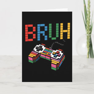 Carte Manette de jeu Pixel Block Bruh drôle Style Rétro