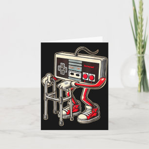 Carte Manette de jeu vidéo rétro avec marcheur drôle de