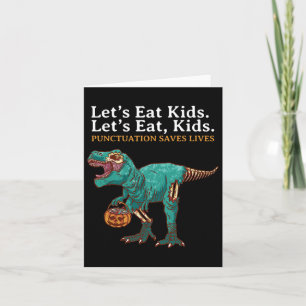 Carte Mangeons des enfants dinosaure zombie tour ou trai