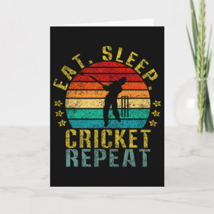 Carte Manger Dormir Cricket Répéter Drôle Rétro 