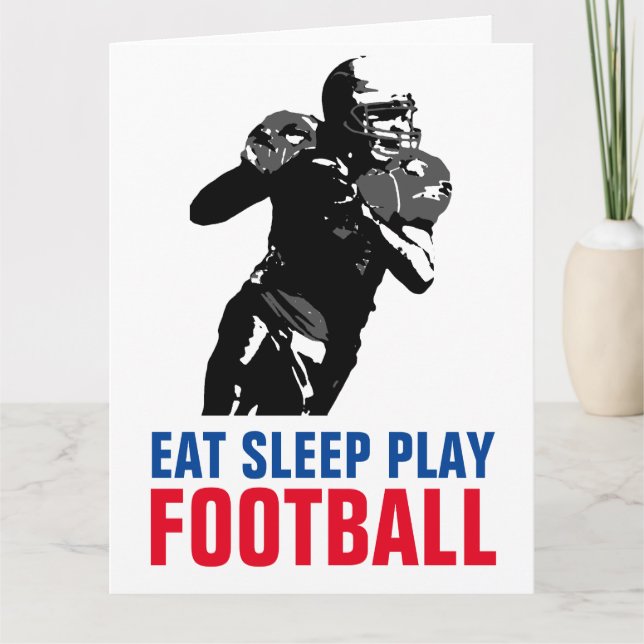 Carte Manger Dormir Jouer Football Noir & Blanc Pop Art (Devant)