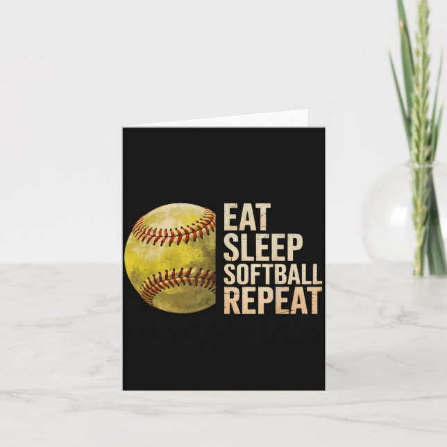 Carte Manger Dormir Softball Répéter Drôle Joueur de Sof (Devant)