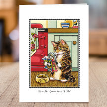 Manger sainement mignon Peinture de chat personnal
