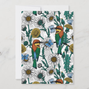 Carte Mangeurs d'abeilles, papillons bleus et marguerite