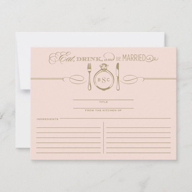Carte Mangez boire et être marié Blush et Gold Recette (Devant)