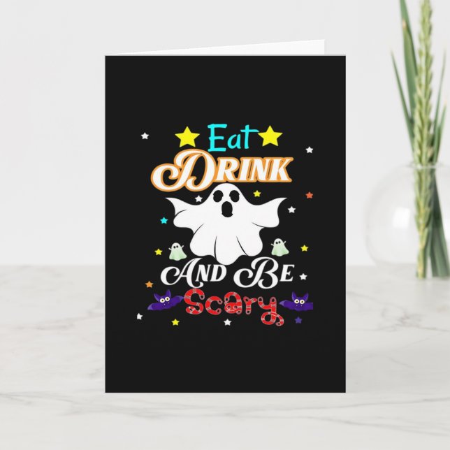 Carte Mangez Boire Et Soyez Effrayant Joyeux Halloween J (Devant)