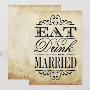Carte Mangez, buvez et soyez mariés - Symbole de mariage
