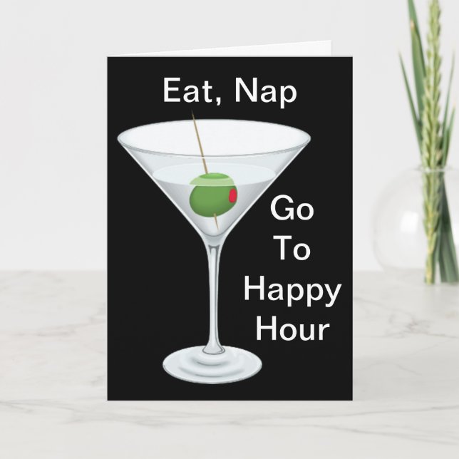 Carte Mangez Nap Aller À Bonne Heure Martini Joyeux Anni (Devant)