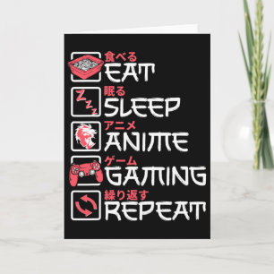 Carte Mangez Sleep Anime Jeu Répéter Otaku Gamer Japonai