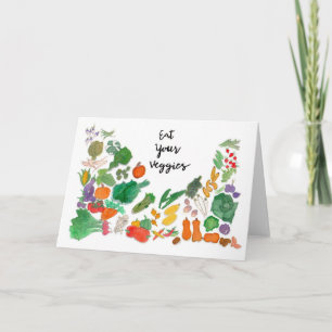 Carte Mangez vos Légumes (illustration végétale vegan)
