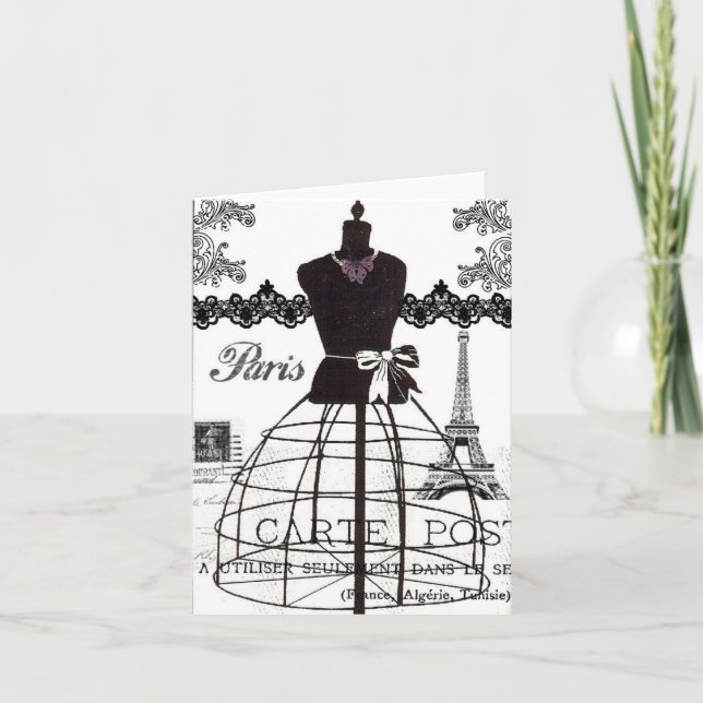 Carte Mannequin blanc noir de mode de Paris (Devant)