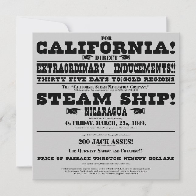 Carte Manufacture Gold Rush California (Devant)