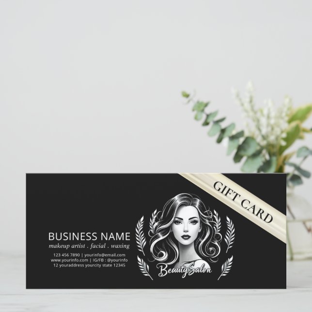 Carte Maquillage Artiste Coiffure Stylo moderne Noir Bla (Debout devant)