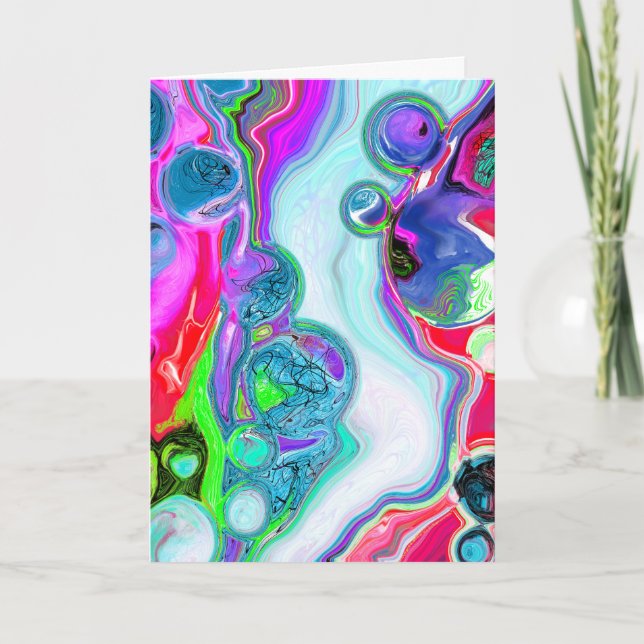 Carte Marbre coloré Fluid Art Anniversaire (Devant)