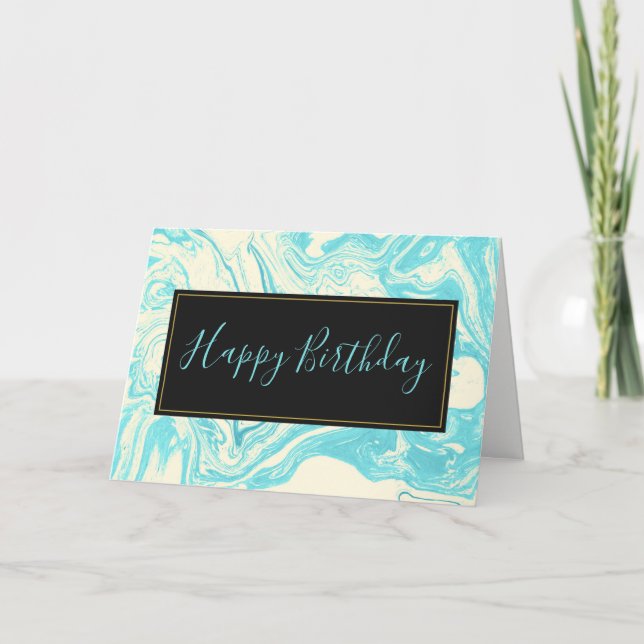 Carte Marbre cool design en Turquoise et Crème Anniversa (Devant)