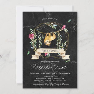 Carte Marbre Géométrique   Baby Shower Tropical Paresseu