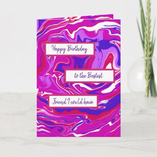 Carte Marbre rose et violet Art heureux Anniversaire ami