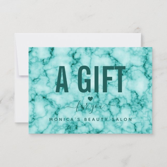 Carte Marbre Turquoise Elegant Girly tendance Salon de B (Devant)