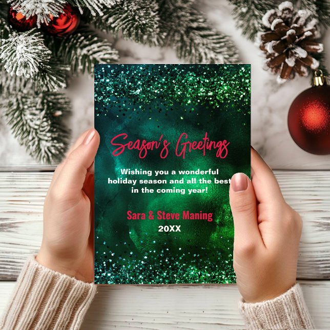 Carte Marbre vert rouge mignon art Noël nouvel an (Créateur téléchargé)