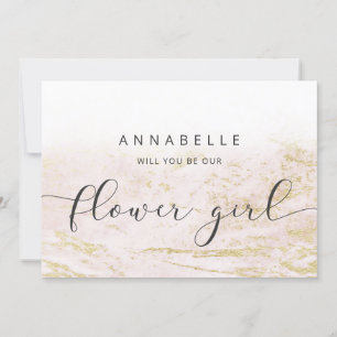 Carte Marbres modernes en Blush Flower Proposition Card