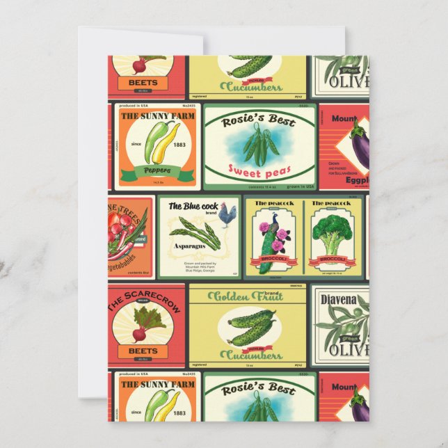 Carte Marchandises en conserve vintages - étiquettes de  (Devant)