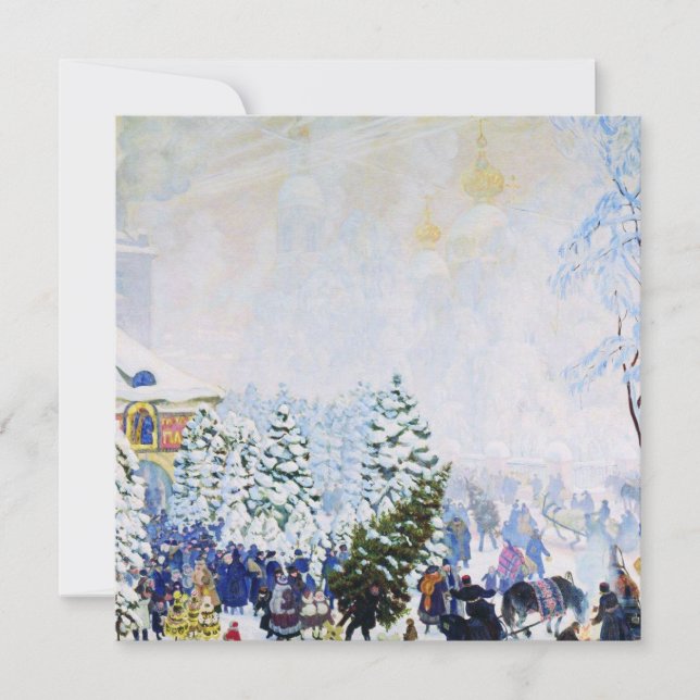 Carte Marché de l'arbre de Noël en Russie (Boris Kustodi (Devant)