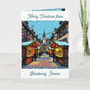 Carte Marché de Noël à Strasbourg, France Poème