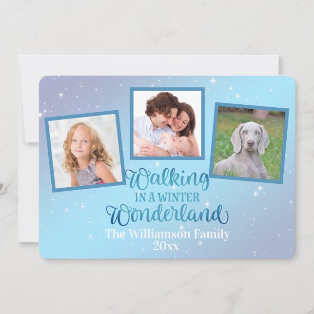 Carte Marcher Dans Un Pays Merveilleux D'Hiver Trois Pho (Devant)