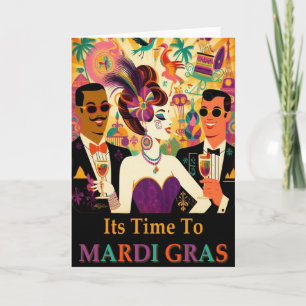 Carte Mardi Gras Cocktail Party du milieu du siècle