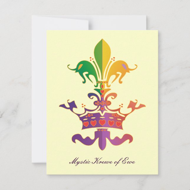 Carte Mardi Gras Fleur de Crown (Devant)