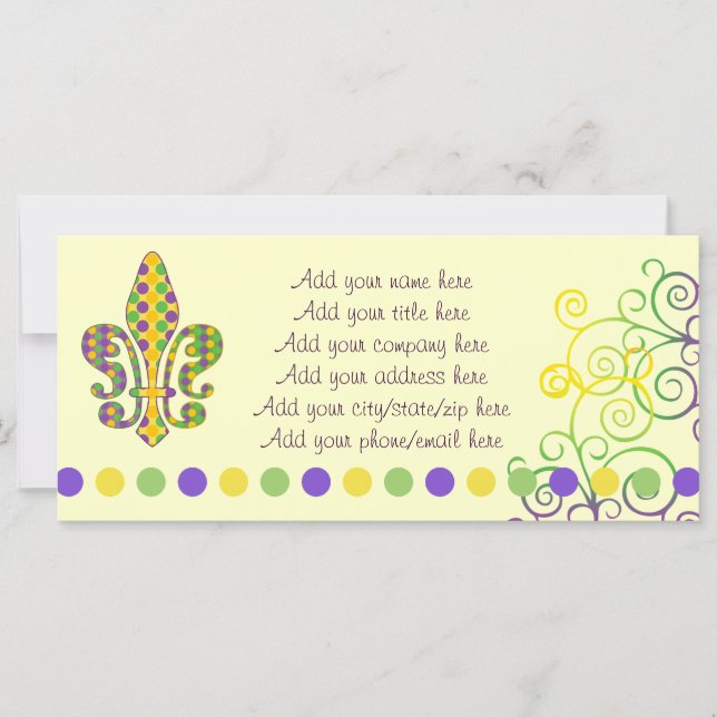 Carte Mardi Gras Fleur de Dots (Devant)