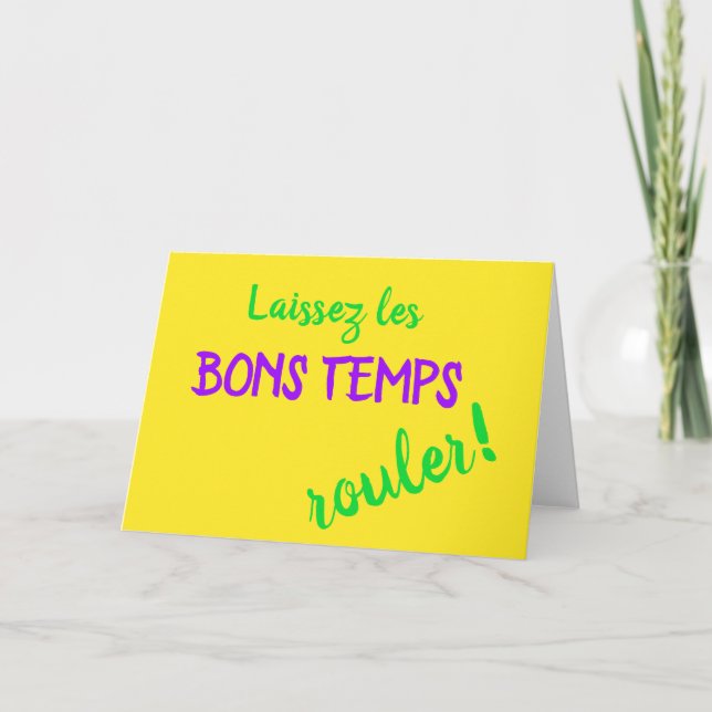 Carte Mardi Gras laissez les Bons temps Rouler (Devant)