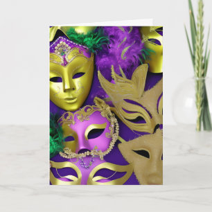 Carte Mardi Gras Masques Prêt à faire la fête ?