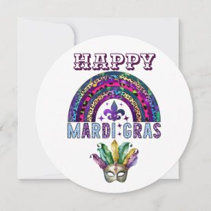 Carte Mardi Gras Rainbow et Masque