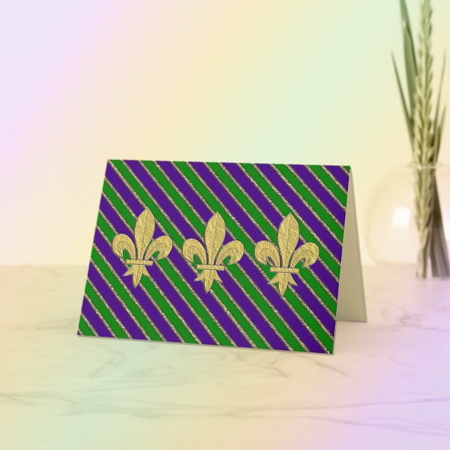 Carte Mardi Gras Stripes & Fleur de Lys (Créateur téléchargé)