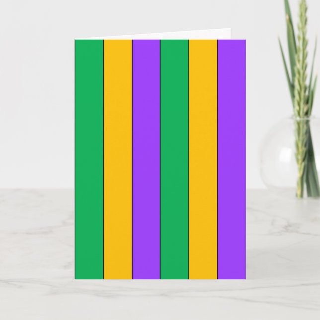 Carte Mardi Gras Stripes Motif violet vert jaune (Devant)