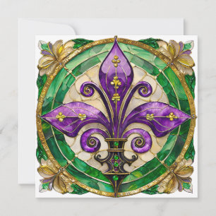 Carte Mardi Gras Vitrail Fleur di lis