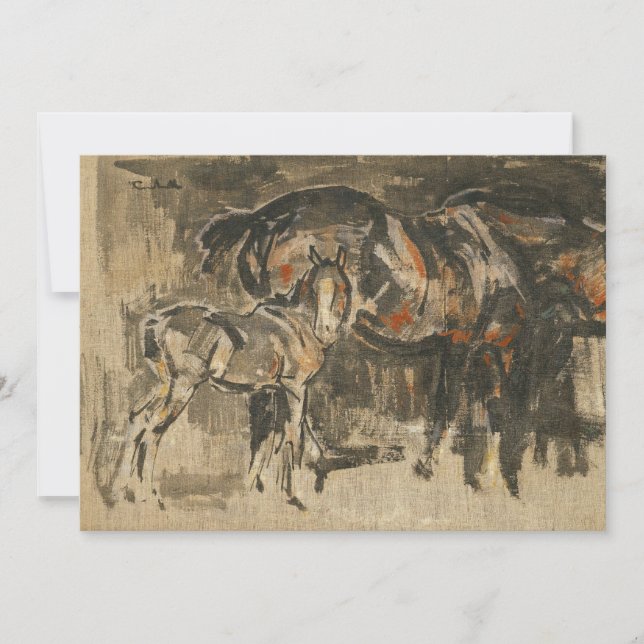 Carte Mare et poulain | Joseph Crawhall (Devant)