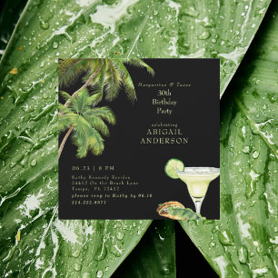 Carte Margaritas noires et tacos Anniversaire Tropical S