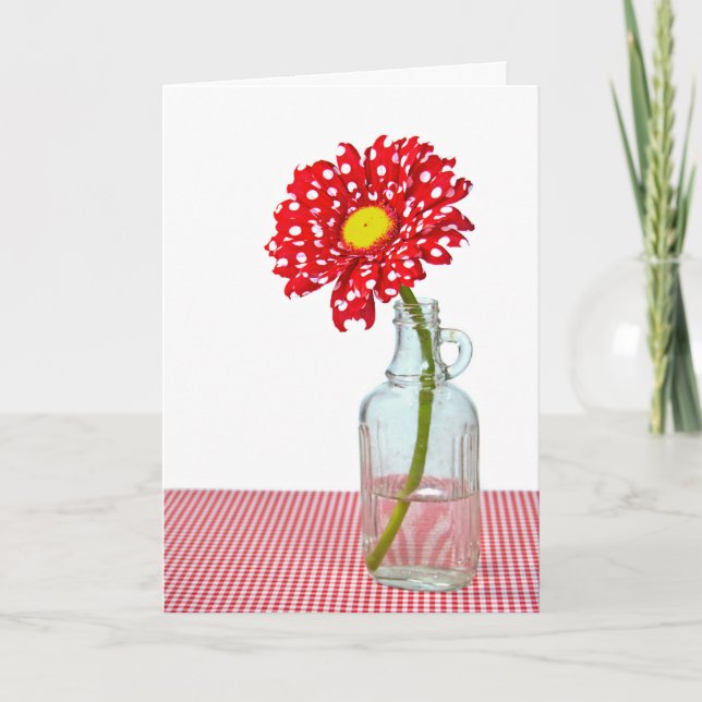 Carte marguerite à pois en bouteille pour ami (Devant)