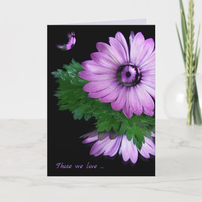 Carte marguerite mauve avec des bulles (Devant)