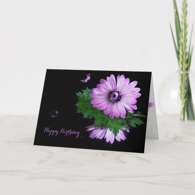 Carte marguerite violette Gerbera (Devant)