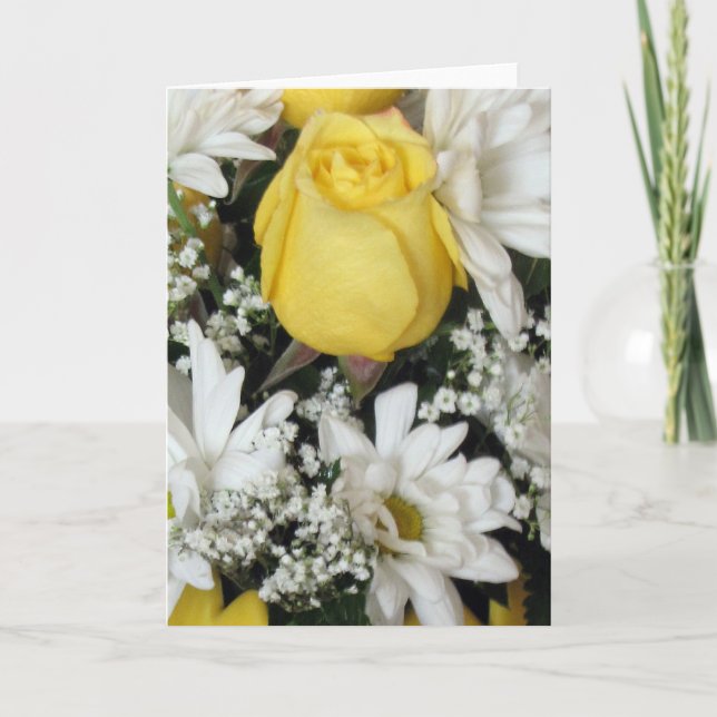 Carte Marguerites blanches de rose jaune (Devant)